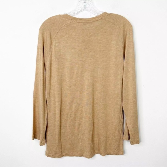 VINCE Raglan Viscose Long Sleeve Tee Shirt Top in Heather Oatmeal Size XS - Picture 5 of 5